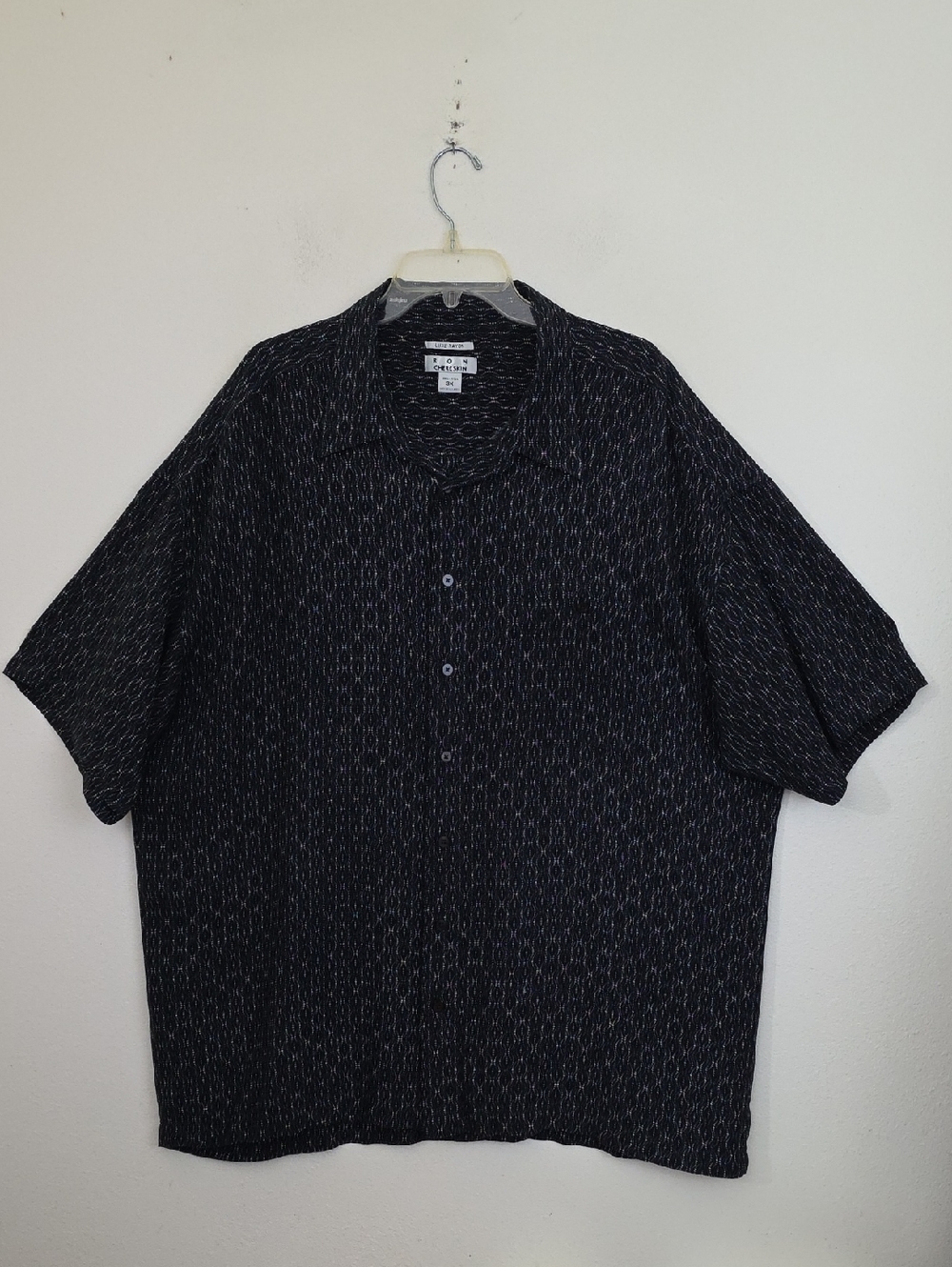 Ron Chereskin Black Print Short Sleeve Button Shirt Mens 3X